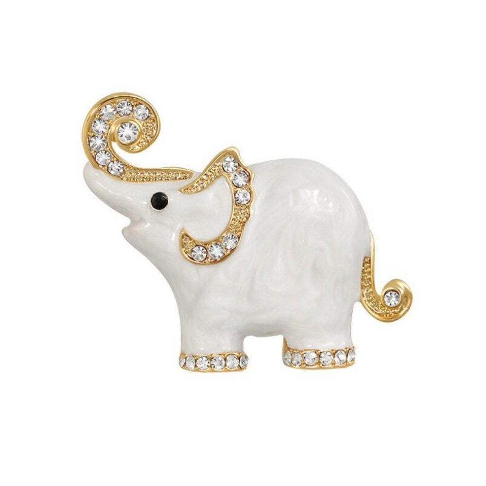 Macy's Elephant Head Brooch Gold Tone Rhinestone Pin